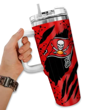 customized tampa bay buccaneers claw cut red black curved tumbler fashion forward.webp