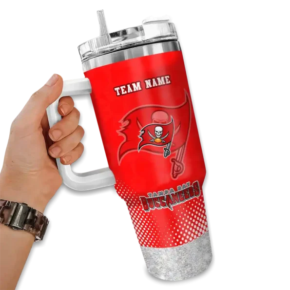 customized tampa bay buccaneers geometric prism red curved tumbler fashion forward.webp