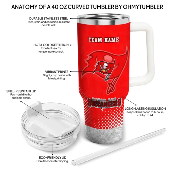 customized tampa bay buccaneers geometric prism red curved tumbler new arrival.webp