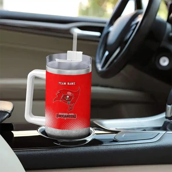 customized tampa bay buccaneers geometric prism red curved tumbler trendy.webp