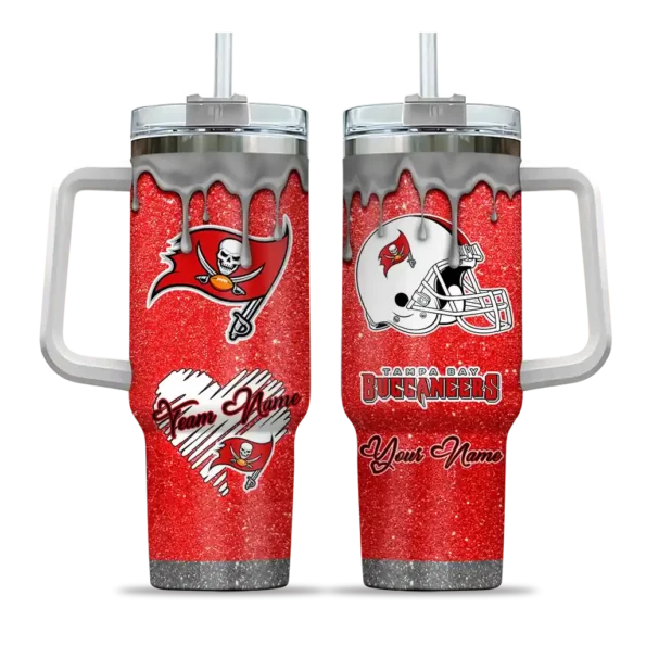 customized tampa bay buccaneers heart helmet motif red curved tumbler best selling.webp