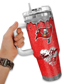 customized tampa bay buccaneers heart helmet motif red curved tumbler fashion forward.webp