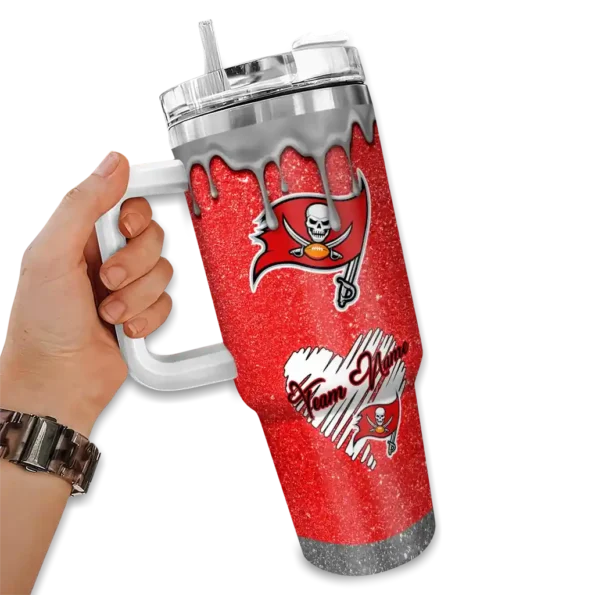 customized tampa bay buccaneers heart helmet motif red curved tumbler fashion forward.webp