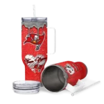 customized tampa bay buccaneers heart helmet motif red curved tumbler best selling.webp