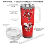 customized tampa bay buccaneers heart helmet motif red curved tumbler best selling.webp