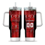 customized tampa bay buccaneers hexagon armor red curved tumbler best selling.webp