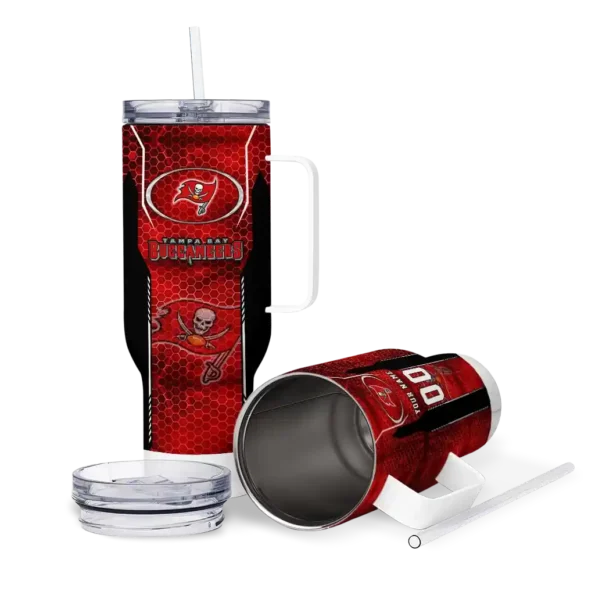 customized tampa bay buccaneers hexagon armor red curved tumbler high quality.webp