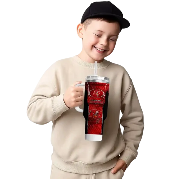 customized tampa bay buccaneers hexagon armor red curved tumbler latest model.webp