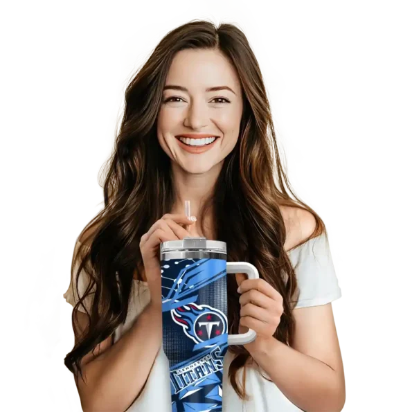 customized tennessee titans abstract paths navy curved tumbler premium grade.webp
