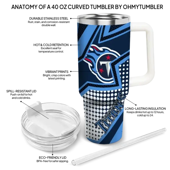 customized tennessee titans arrow burst navy curved tumbler new arrival.webp