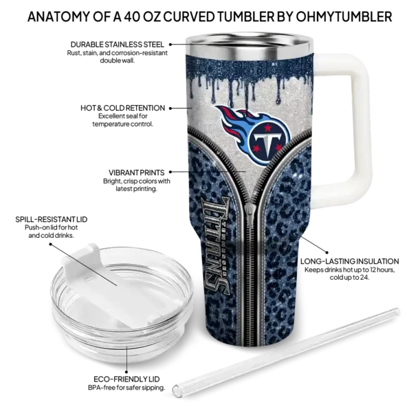 customized tennessee titans leopard zipper navy curved tumbler new arrival.webp