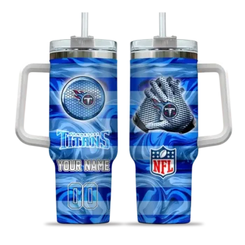 customized tennessee titans marbled stripes navy curved tumbler best selling.webp