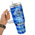 customized tennessee titans marbled stripes navy curved tumbler best selling.webp