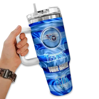 customized tennessee titans marbled stripes navy curved tumbler fashion forward.webp