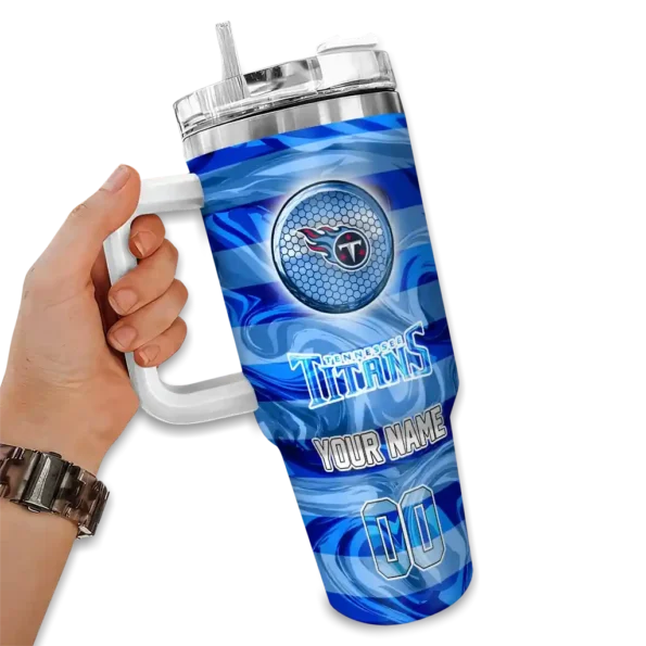 customized tennessee titans marbled stripes navy curved tumbler fashion forward.webp