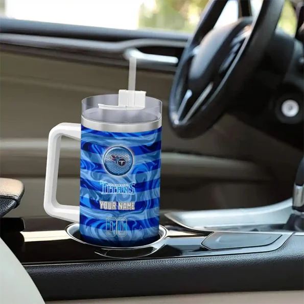 customized tennessee titans marbled stripes navy curved tumbler trendy.webp