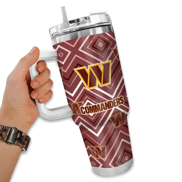 customized washington commanders bold diamonds burgundy curved tumbler fashion forward.webp