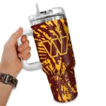 customized washington commanders burst swirl burgundy curved tumbler best selling.webp
