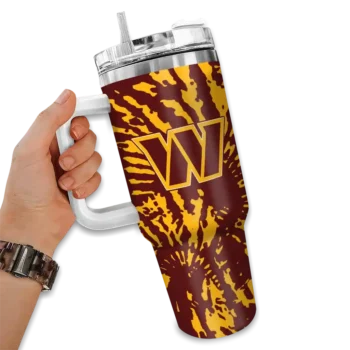 customized washington commanders burst swirl burgundy curved tumbler fashion forward.webp