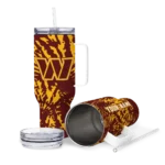 customized washington commanders burst swirl burgundy curved tumbler best selling.webp