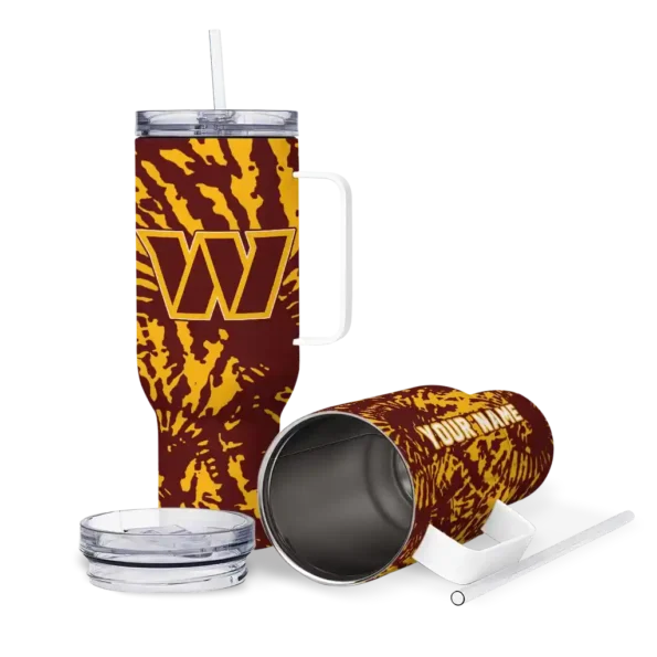 customized washington commanders burst swirl burgundy curved tumbler high quality.webp