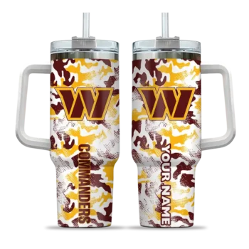 customized washington commanders camo mashup burgundy white curved tumbler best selling.webp
