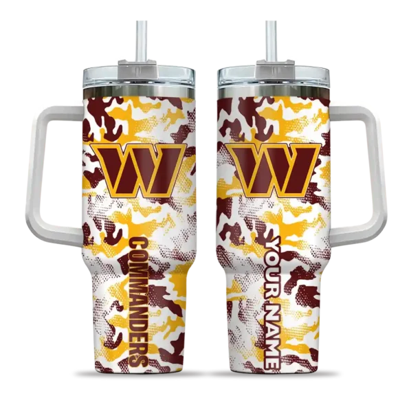 customized washington commanders camo mashup burgundy white curved tumbler best selling.webp
