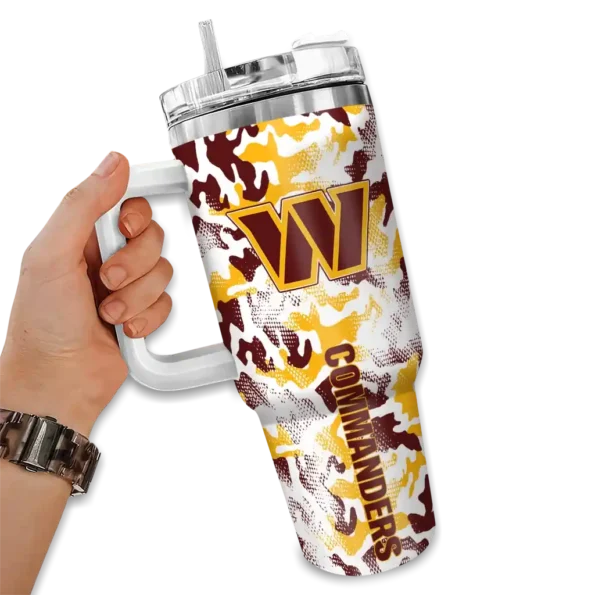 customized washington commanders camo mashup burgundy white curved tumbler fashion forward.webp