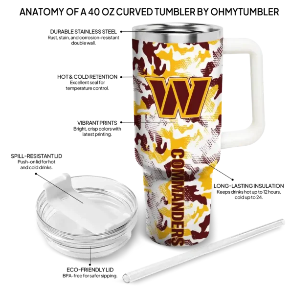 customized washington commanders camo mashup burgundy white curved tumbler new arrival.webp