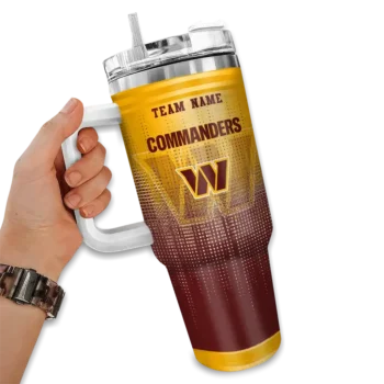 customized washington commanders gradient dots burgundy curved tumbler fashion forward.webp