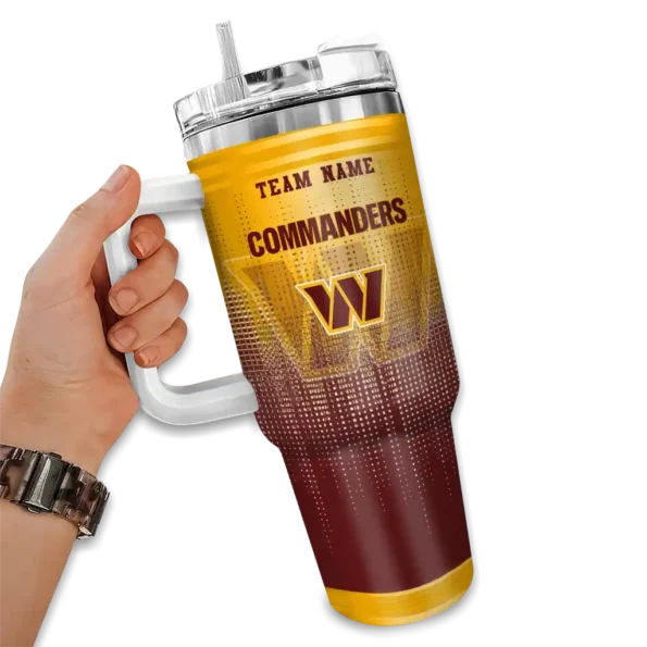 customized washington commanders gradient dots burgundy curved tumbler fashion forward.webp
