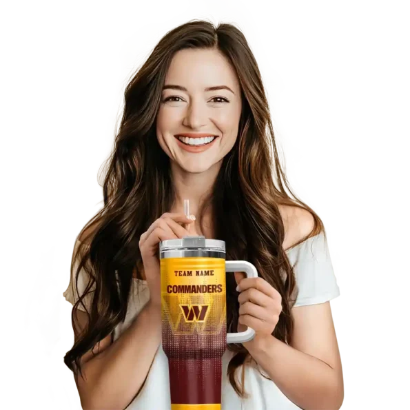 customized washington commanders gradient dots burgundy curved tumbler premium grade.webp