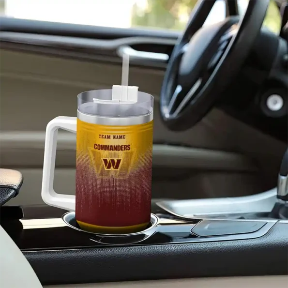customized washington commanders gradient dots burgundy curved tumbler trendy.webp