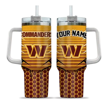customized washington commanders hex texture burgundy curved tumbler best selling.webp