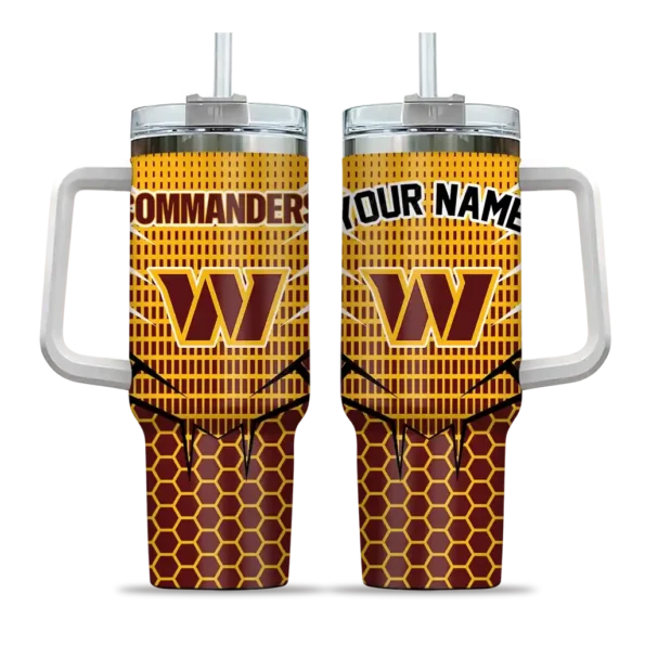 customized washington commanders hex texture burgundy curved tumbler best selling.webp