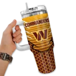 customized washington commanders hex texture burgundy curved tumbler best selling.webp