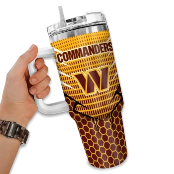 customized washington commanders hex texture burgundy curved tumbler fashion forward.webp