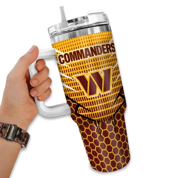 customized washington commanders hex texture burgundy curved tumbler fashion forward.webp