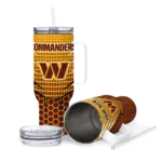 customized washington commanders hex texture burgundy curved tumbler best selling.webp