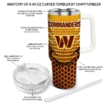 customized washington commanders hex texture burgundy curved tumbler best selling.webp