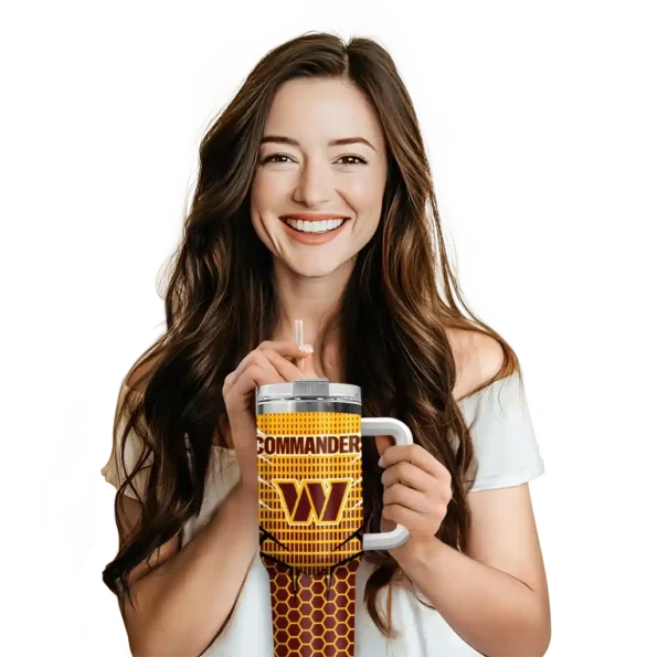 customized washington commanders hex texture burgundy curved tumbler premium grade.webp