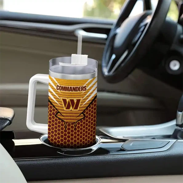 customized washington commanders hex texture burgundy curved tumbler trendy.webp