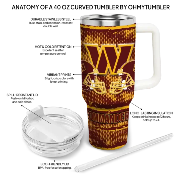 customized washington commanders honey streaks burgundy curved tumbler new arrival.webp