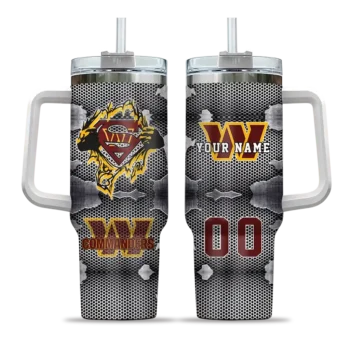 customized washington commanders superman shield burgundy gray curved tumbler best selling.webp