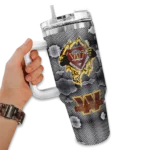 customized washington commanders superman shield burgundy gray curved tumbler best selling.webp