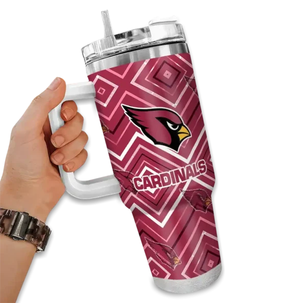 personalized arizona cardinals bold diamonds red curved tumbler fashion forward.webp