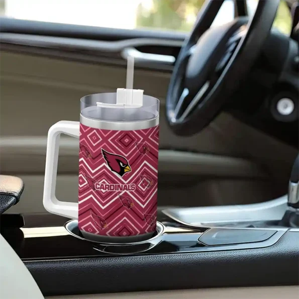 personalized arizona cardinals bold diamonds red curved tumbler trendy.webp