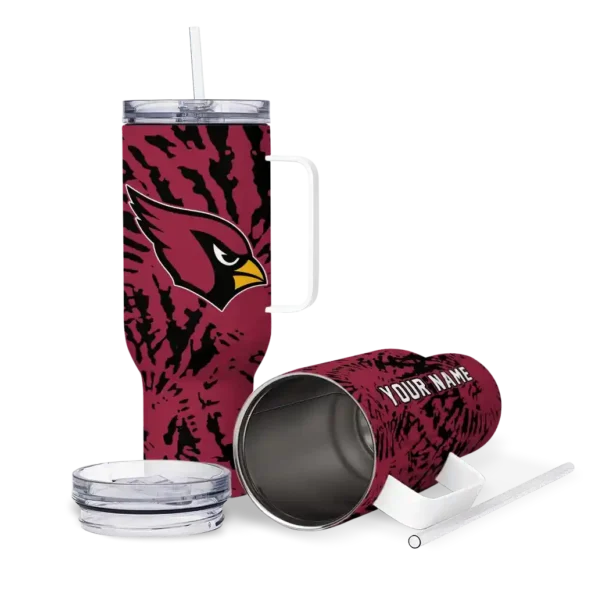 personalized arizona cardinals burst swirl red curved tumbler high quality.webp