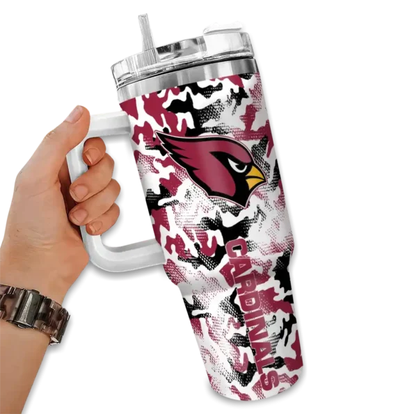 personalized arizona cardinals camo mashup red white curved tumbler fashion forward.webp