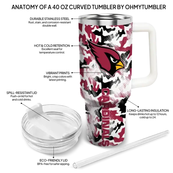 personalized arizona cardinals camo mashup red white curved tumbler new arrival.webp